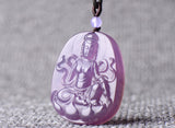 Natural Purple Chalcedony Guanyin Pendant