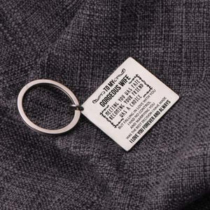 TO MY GORGEOUS WIFE Stainless Steel Couple Keychain Keyring Love Forever