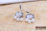 Thai Silver Opal Marcasite Earrings Retro Longevity Lock Pendant Earrings