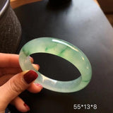 Zheru Jewelry Natural Burmese Jade Ice Light Two-Tone Bracelet 54-64mm