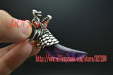 10pcs Natural Stone Dragon Teeth Pendant Mixed Ancient Silver Necklace Pendants