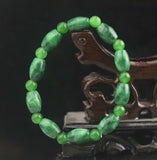 Natural Jade Hand Green Beads Bangle Elastic Bracelet