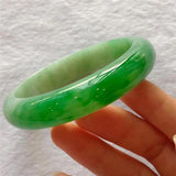 Zheru Jewelry Natural Burmese Jade 54-64mm Light Green Two-Color Bracelet