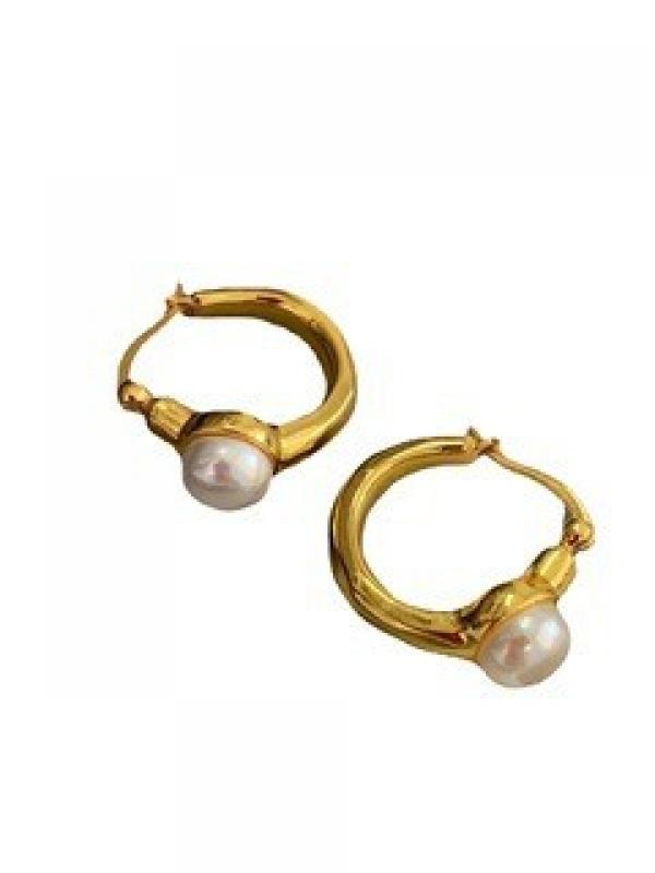 Vintage Hoop Simulated Pearl Earrings for Women Party Gift