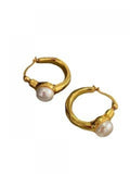 Vintage Hoop Simulated Pearl Earrings for Women Party Gift