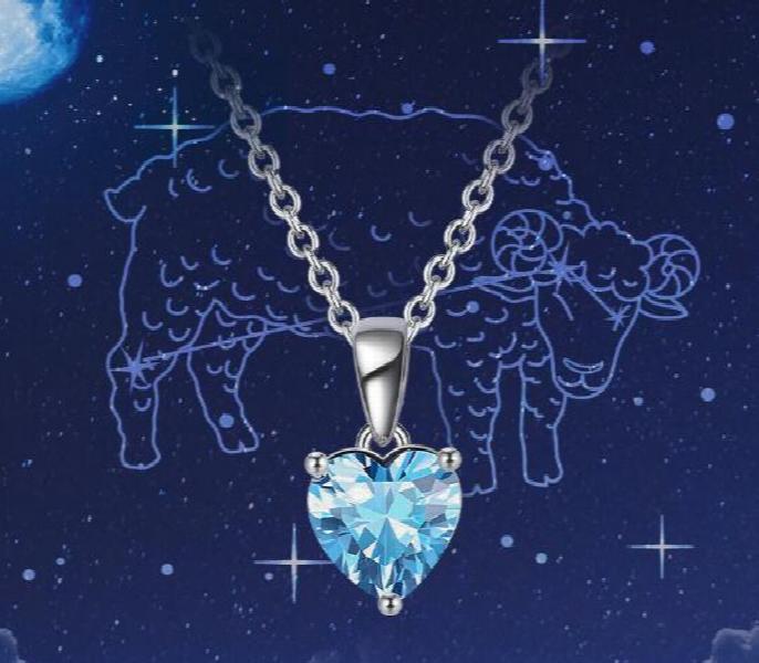 S925 Silver 12 Constellation Birthstone Heart Zircon Necklace