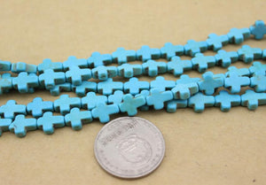 38pcs 8x10mm Blue/White Stone Cross Seed Beads DIY Jewelry Accessory