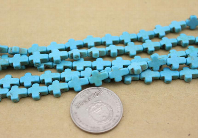 38pcs 8x10mm Blue/White Stone Cross Seed Beads DIY Jewelry Accessory