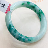 Zheru Jewelry Natural Jadeite Bracelet 54-62mm Floating Flower