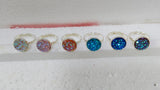 6 Colors 12mm Silver Druzy Rings - Boho Jewelry Promotion