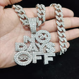 Hip Hop NO OFF Pendant Necklace Cuban Chain Bling Necklaces