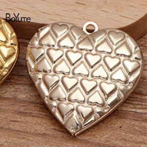 10Pcs 29x27x7MM Brass Heart Locket Pendant DIY Jewelry Accessories