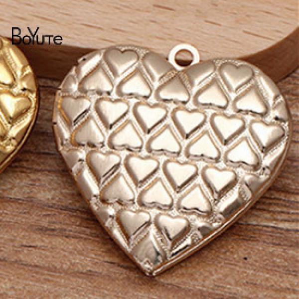 10Pcs 29x27x7MM Brass Heart Locket Pendant DIY Jewelry Accessories