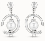 925 Silver Pearl Circle Pin Earrings