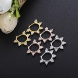 925 Silver Crystal Flower Hoop Earrings Vintage Jewelry Women