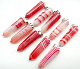 24pcs Natural Stone Mixed Stripe Quartz Crystal Agates Pillar Charms Pendants