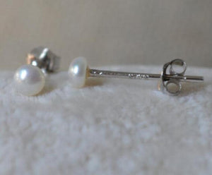 Small Pearl Stud Earrings 3.5-4mm Freshwater Pearl 925 Sterling Silver