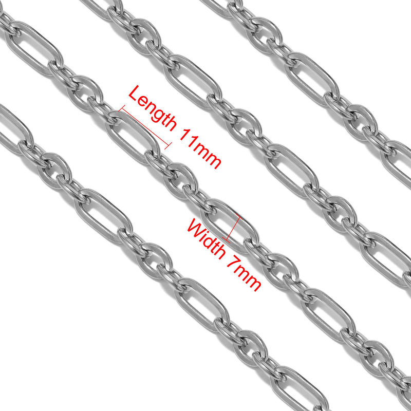 7mm Stainless Steel Cable Chains Bulk DIY Jewelry Making 1 Meter