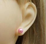 AA Pink Pearl Earrings 8mm S925 Sterling Silver Classic Stud Jewelry