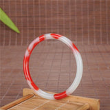 Natural Chicken Blood Jade Two-tone Bangle Princess Jewelry Gift