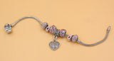 Breast Cancer Awareness Pink Ribbon Jewelry European Bead Heart Charm