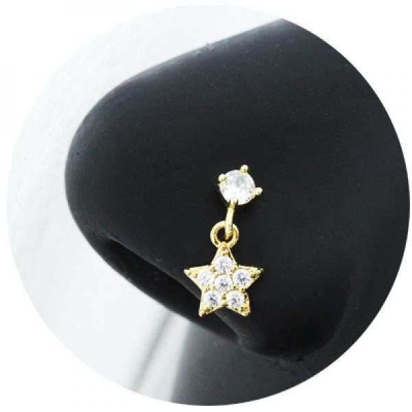 20G Surgical Steel Nose Rings with CZ Heart Dangle L Shape Nose Studs
