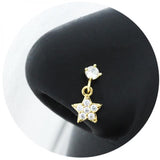 20G Surgical Steel Nose Rings with CZ Heart Dangle L Shape Nose Studs