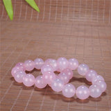 Zheru Jewelry Natural Agate Chalcedony Light Pink Bead Bracelet
