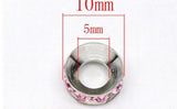 50 Pcs Pink Rhinestone Rondelle Bead Charm Bracelet 11mm