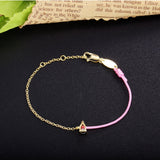 925 Silver Zircon Pink Bracelet Girl Gift Romantic Chain Ranneke Jewelry