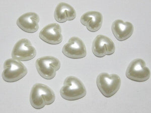 100pcs 12mm Ivory Heart Half Pearl Bead Flat Back Scrapbook Craft
