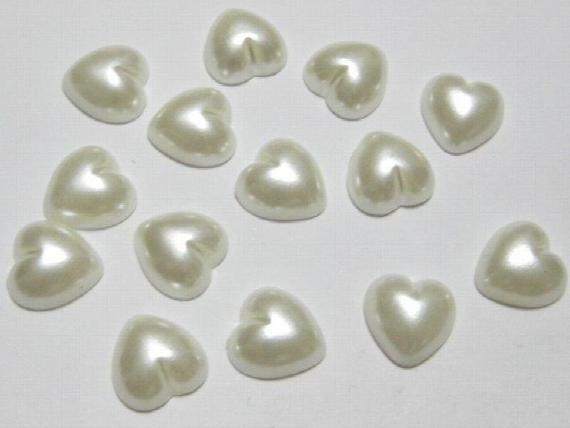 100pcs 12mm Ivory Heart Half Pearl Bead Flat Back Scrapbook Craft