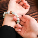 Natural Burmese Jadeite Three Round Bead Bracelet for Men and Women