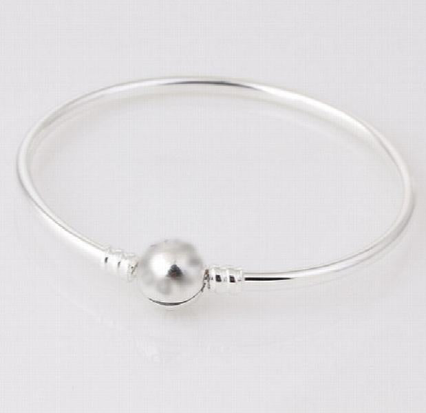 925 Silver Charm Bangle Ball Clasp Clip European Style Bracelet DIY YSZ001