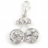 20PCS 25x27mm Rhinestones Cherry Pendant Hang Charms DIY Accessory