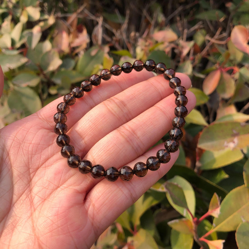Fengbaowu Smoky Quartz Bracelet 128 Facets Crystal Healing Stone Jewelry Gift