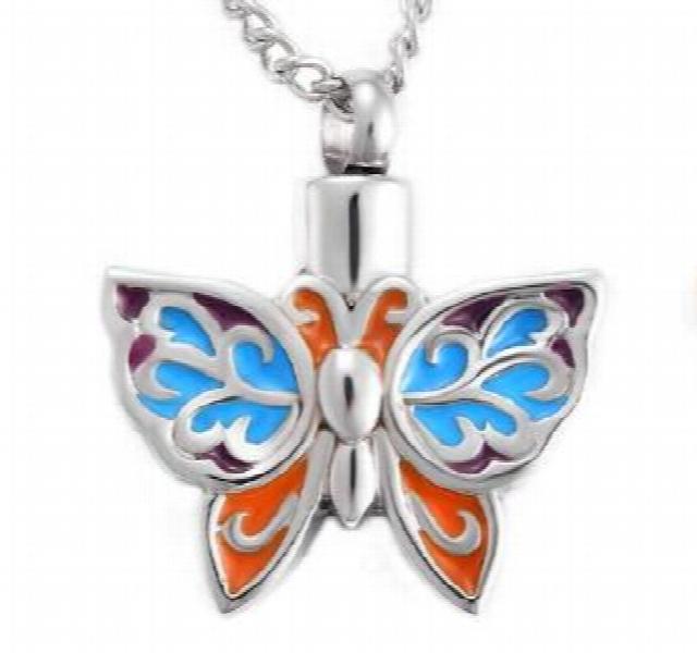 Butterfly Ash Holder Necklace Stainless Steel Crem