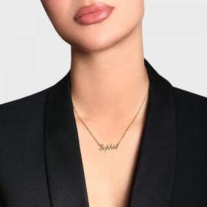 Dainty Name Necklace Stainless Steel Personalized Cursive Nameplate