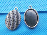 100pcs Oval Base Tray Pendant Charm Fit 13x18mm Cabochon Antique Bronze/Silver