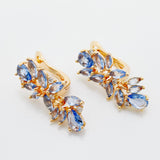 Water Drop Light Purple Stone Women 585 Rose Wedding Earrings