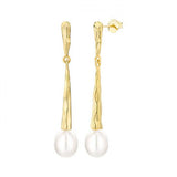 925 Sterling Silver Water Drop Pearl Tassel Stud Earrings