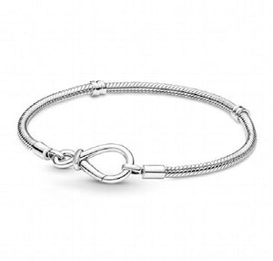 Infinity Knot Snake Chain Bracelet Bangle 925 Sterling Silver