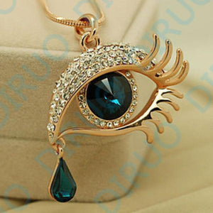Rhinestone Peacock Tear Long Necklace for Women
