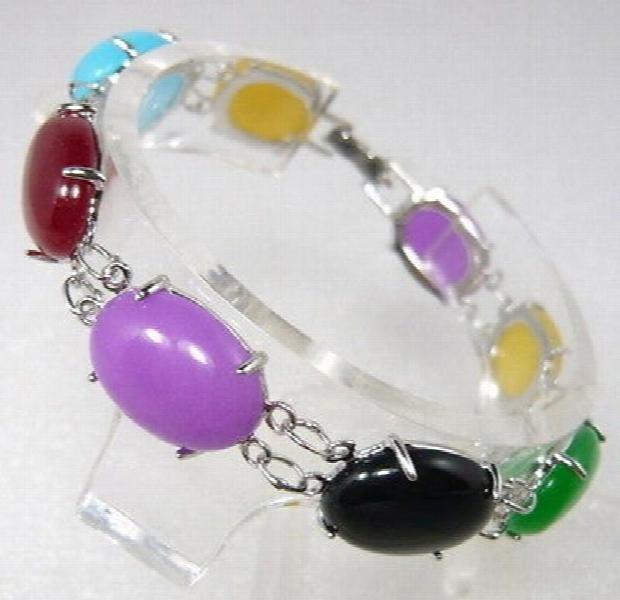 Multi-Color Natural Jade Bangle Bracelet