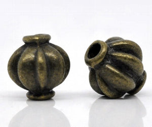 60 Bronze Tone Lantern Spacer Beads 8x8mm