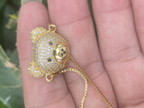 Micro Pave CZ Teddy Bear Charm Bracelet for Women