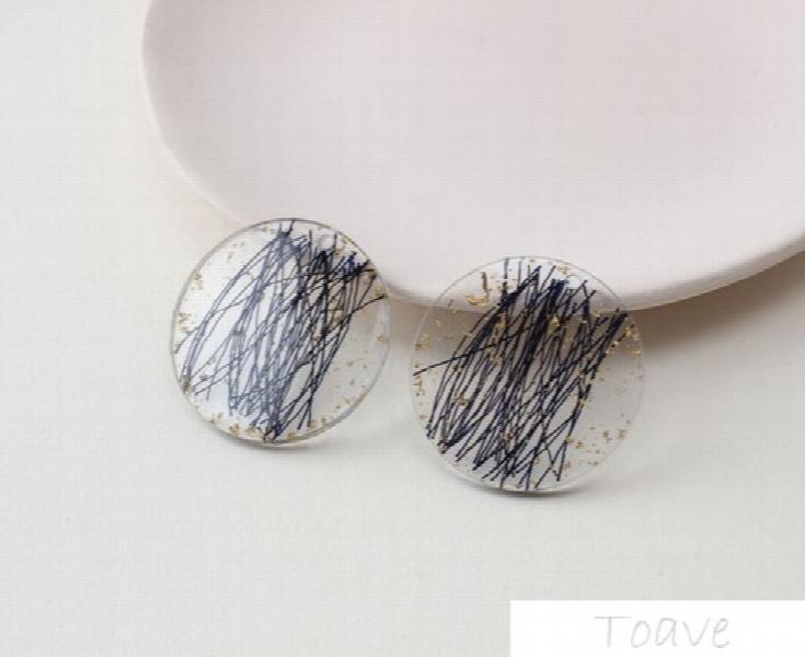 4pcs Large Disc Dark Line Resin Platinum DIY Pendant Material