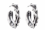 Real Antique 925 Sterling Silver Hoop Earrings Piercing Thorns Earring