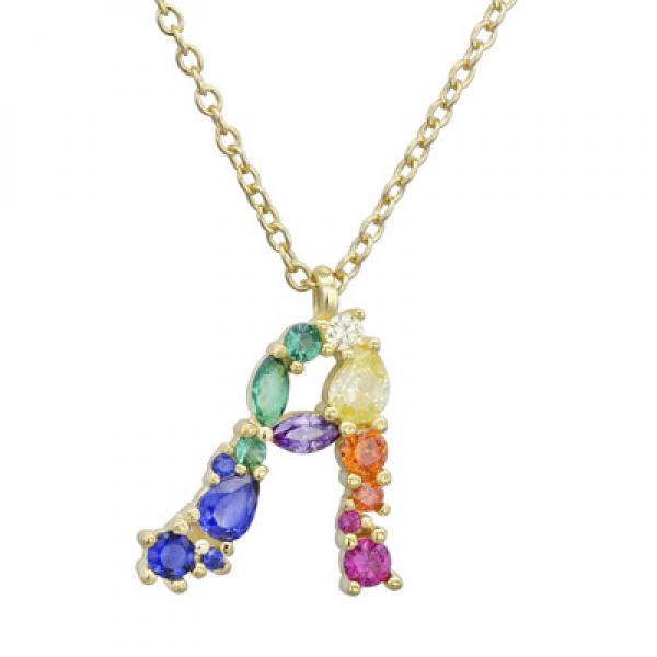925 Silver Rainbow Crystal Pendant Necklace