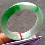 Natural Burmese Jade Light Green Two-Color Bracelet - 54-64mm